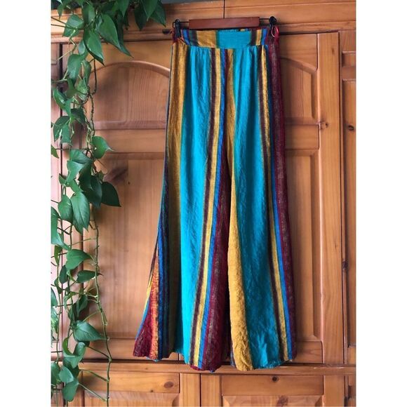 CIDER STRIPED ELASTIC WAIST WIDE LEG TROUSERS SZ M - Picture 4 of 14